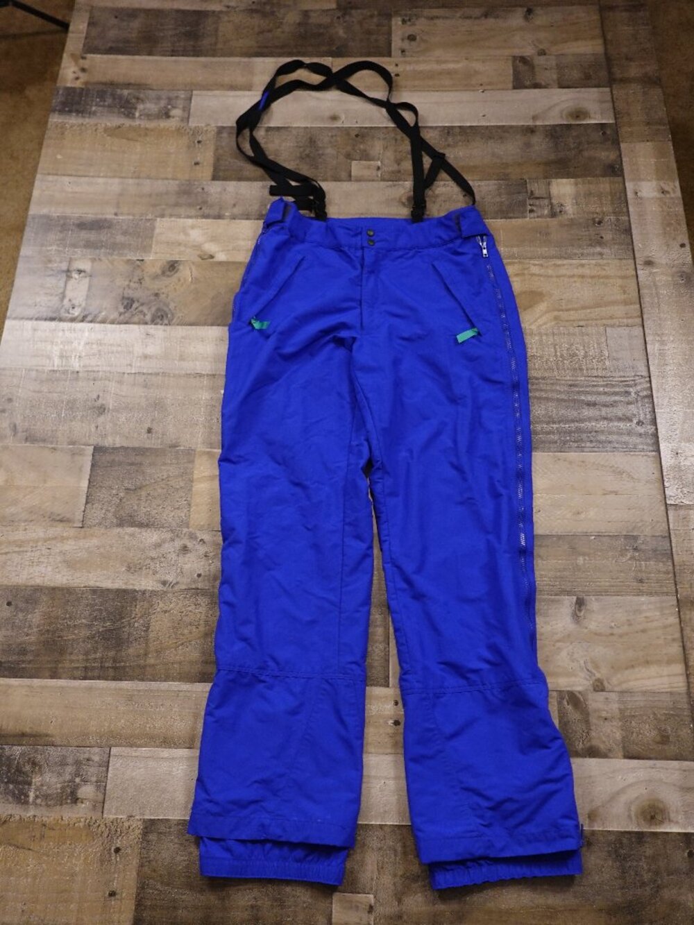 Patagonia Vintage 90s Ski Snow Pants Men's 34 Blue Bib Suspenders Full Side Zips
